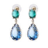 Imogen Blue and Green Teardrop Crystal Dangle Earrings